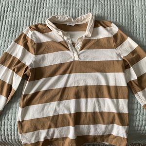 J. Crew brown and white striped long sleeve